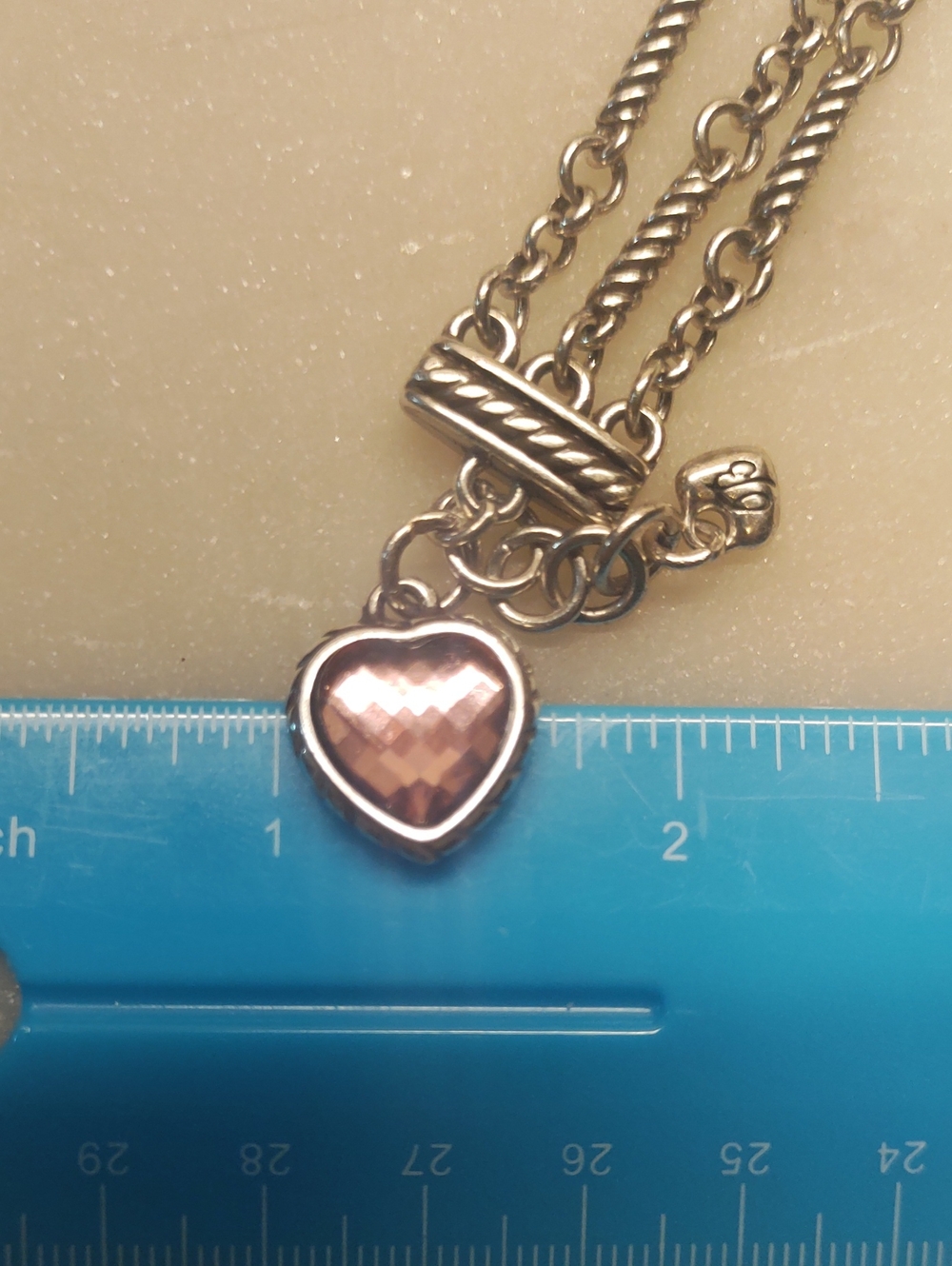 Brighton Crystal Heart Charm Newport Bracelet Light Rose Pink And Silver - Picture 9 of 11